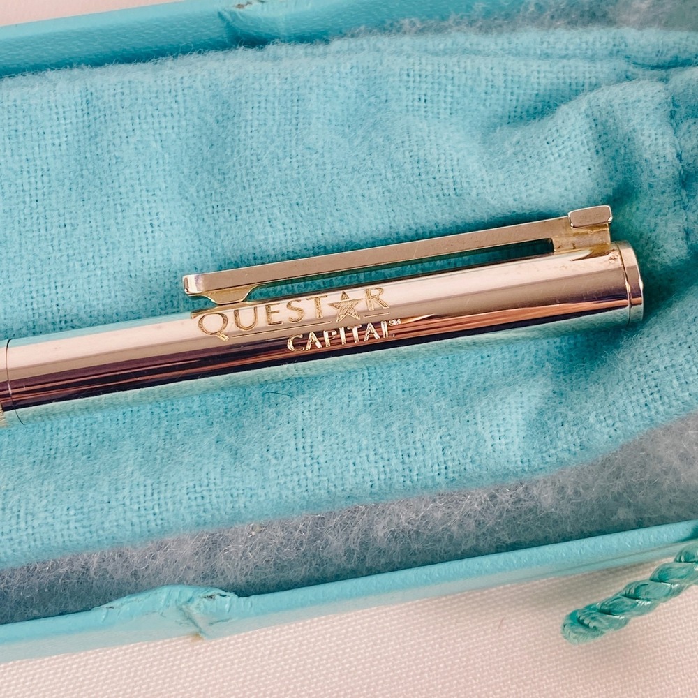 Tiffany & Co Sterling Silver T-Clip Retractable Ballpoint Pen Box Pouch-Engraved - Picture 3 of 6